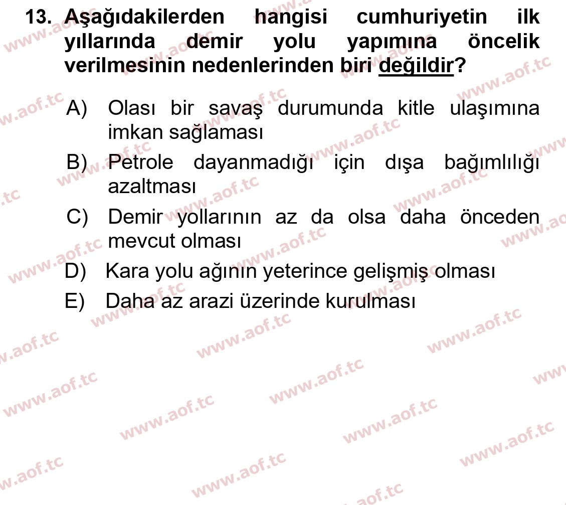 2025 Atatürk İlkeleri ve İnkılap Tarihi 2 Arasınav 13. Çıkmış Sınav Sorusu