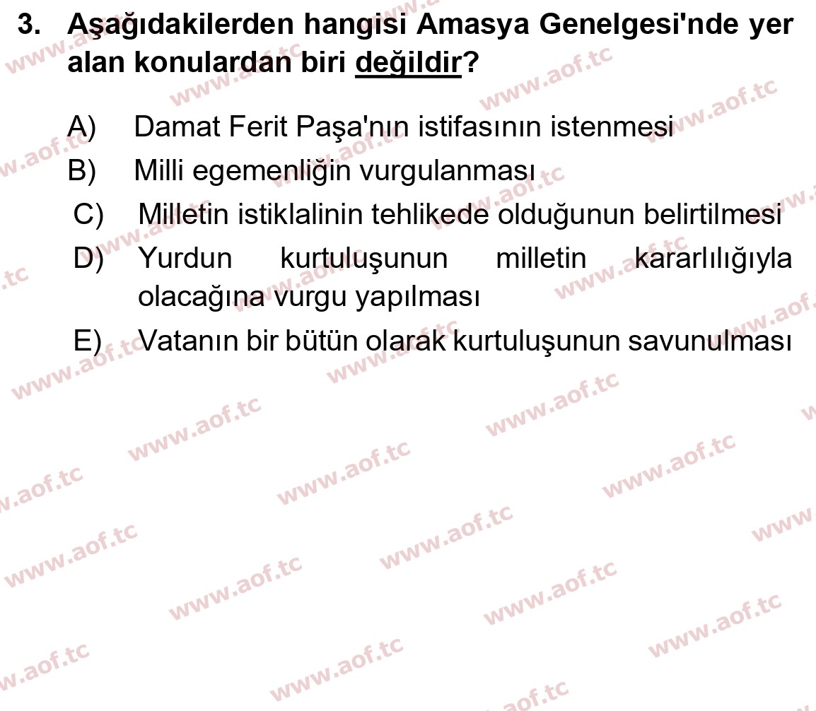 2025 Atatürk İlkeleri ve İnkılap Tarihi 2 Arasınav 3. Çıkmış Sınav Sorusu