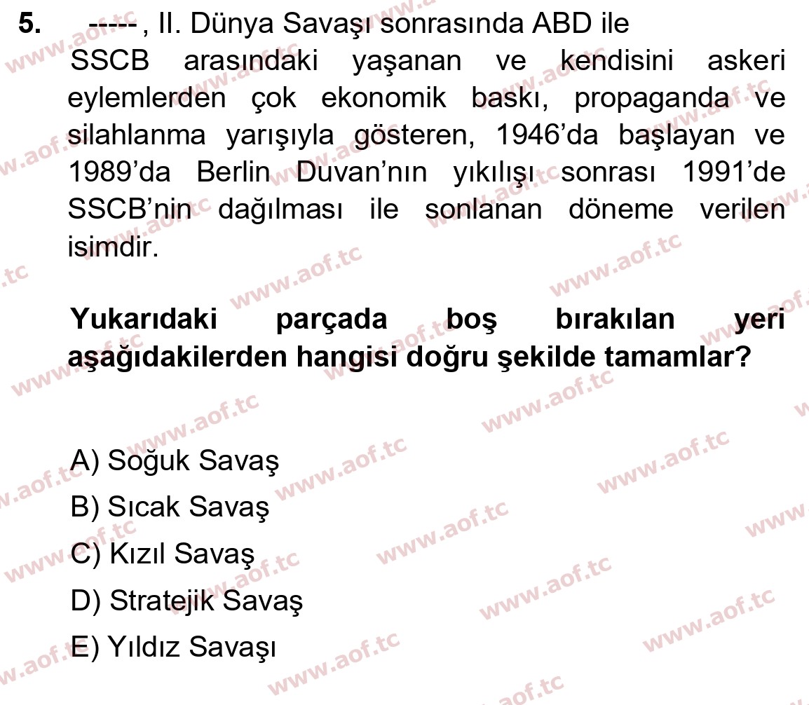 2025 Atatürk İlkeleri ve İnkılap Tarihi 2 Arasınav 5. Çıkmış Sınav Sorusu