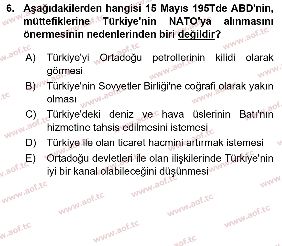 2025 Atatürk İlkeleri ve İnkılap Tarihi 2 Arasınav 6. Çıkmış Sınav Sorusu