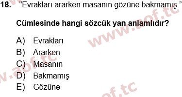 2022 Türk Dili 1 Arasınav 18. Çıkmış Sınav Sorusu