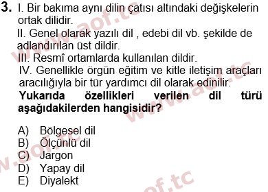 2022 Türk Dili 1 Arasınav 3. Çıkmış Sınav Sorusu