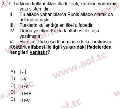 2022 Türk Dili 1 Arasınav 7. Çıkmış Sınav Sorusu