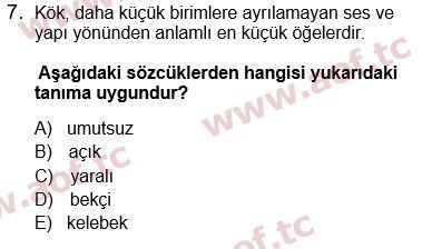 2024 Türk Dili 1 Yaz Okulu 7. Çıkmış Sınav Sorusu