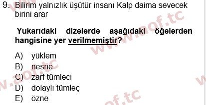 2024 Türk Dili 1 Yaz Okulu 9. Çıkmış Sınav Sorusu