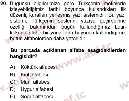 2025 Türk Dili 1 Arasınav 20. Çıkmış Sınav Sorusu